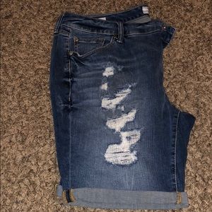 Long Boyfriend Distressed Shorts